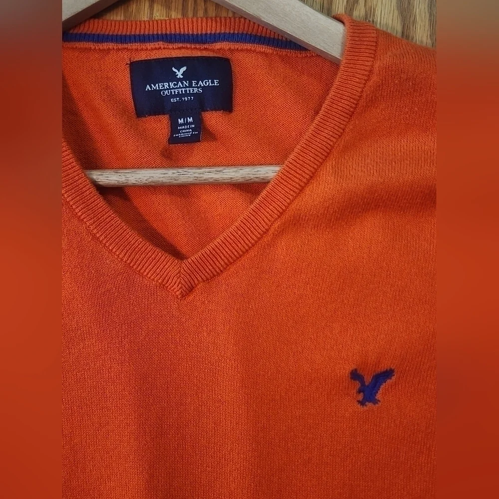 American Eagle Outfitter Vintage fit orange v-neck light sweater mens me…
